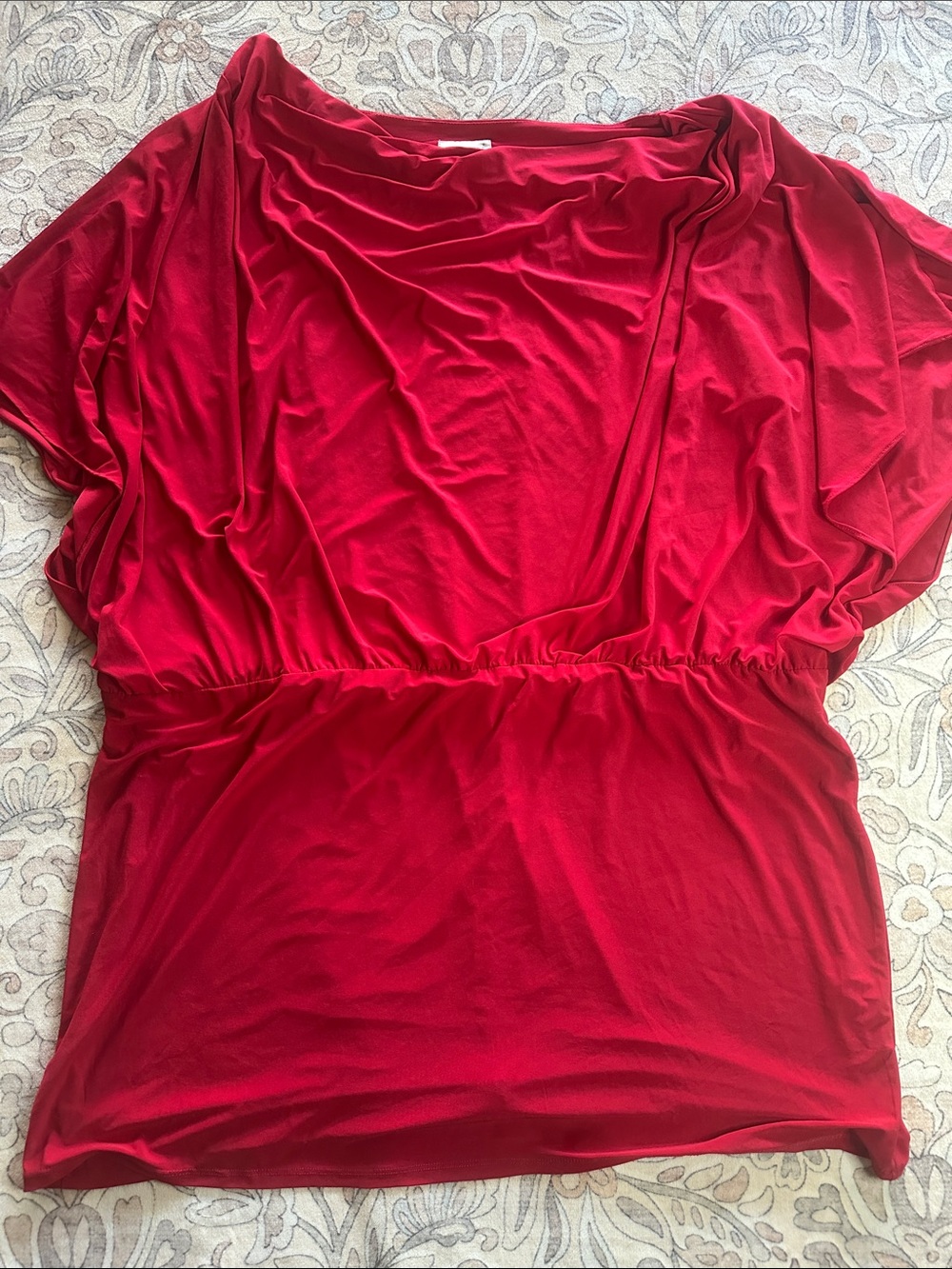 Avenue Draped Red Blouson Tunic size 26/28 red blouse